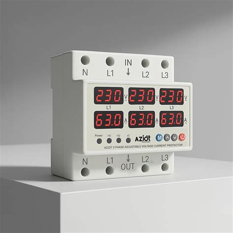 AZIOT 3-Phase Automatic Over/Under Voltage Protector 63A, 230VAC ...