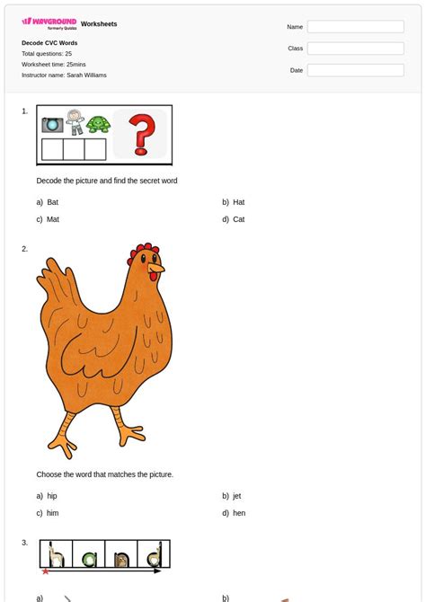 50+ Cvc Words worksheets for Class 3 on Wayground | Free & Printable