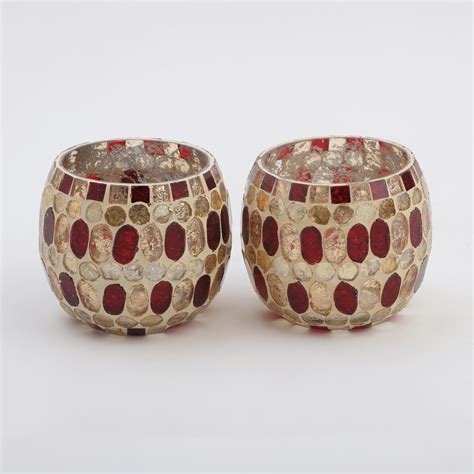 Buy Mabel Decor Set of 2 Glass Mosaic Patterned Candle Holders from ...