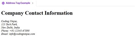 Address Tag in HTML 的图像结果