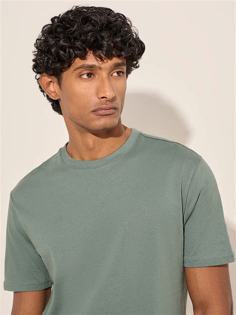 Buy WES Casuals Sage Solid Slim-Fit T-Shirt from Westside