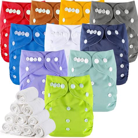 Buy 10 Pack Reusable Baby Cloth Diapers Bulk Newborn Adjustable ...