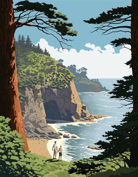 Oregon coast hike with my husband, in the vintage national parks poster ...