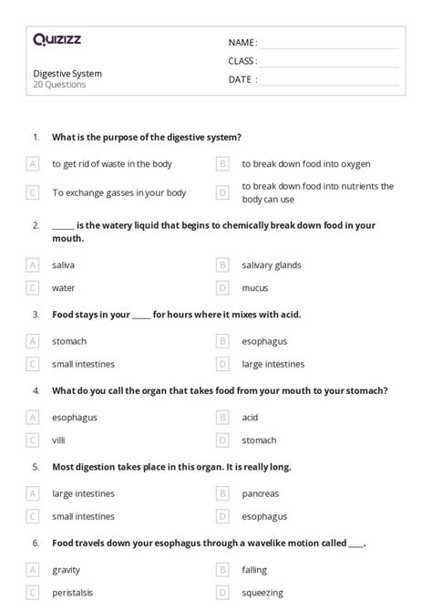 50+ the digestive and excretory systems worksheets for 11th Class on ...