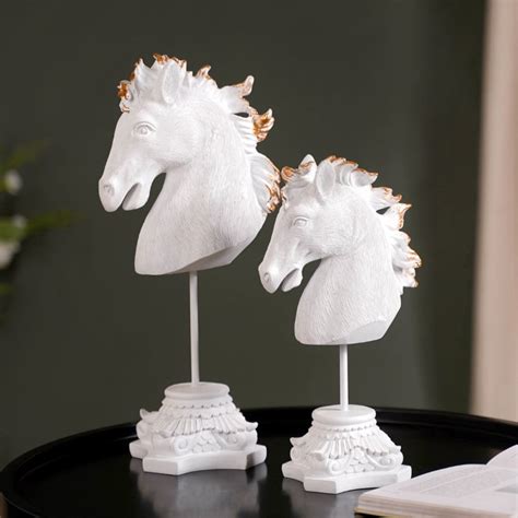 White Horse Bust Decor Showpiece With Stand Large Online - Premium ...