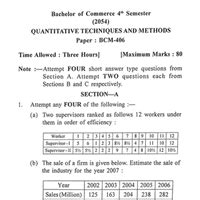 Quantitative Techniques and Methods - Previous Year Question Papers