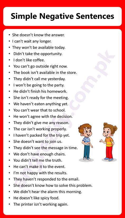 100 Negative Sentences in English - Angrezify