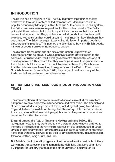 USA Assignment: The Role of Mercantilism in the American Revolution ...