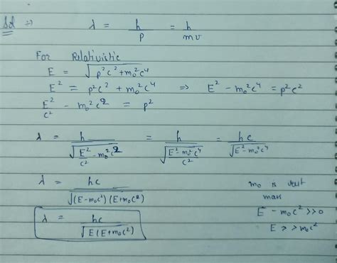 The correct expression for the de-broglie wavelength aof a particle (e ...
