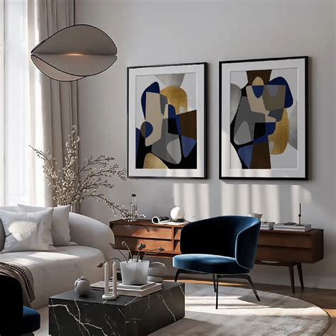 Framed Wall Art Painting Set of 2 on Paper, Titled: The Shape Of Things ...