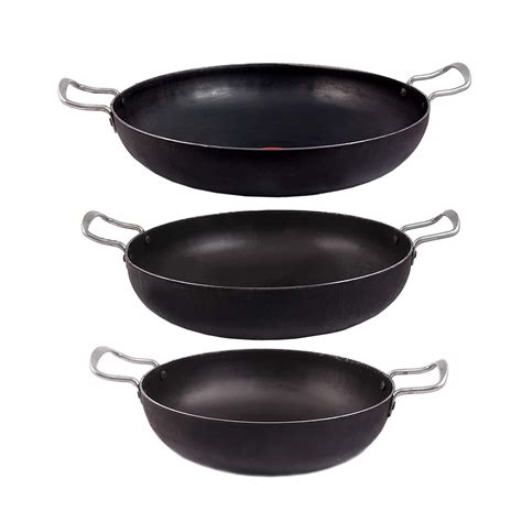 Buy shri gaurangi Iron 3 PES cookware Set Kadhai Combo deep Bottom ...
