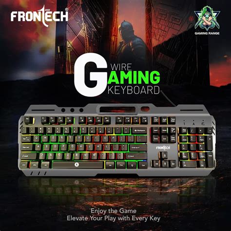 FRONTECH Wired Gaming Keyboard with 104 Keys | Rainbow Backlight Effect ...