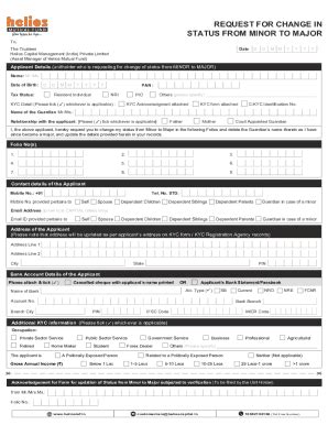 Request for Change in Mutual Fund Status from Minor to Major - Blank ...