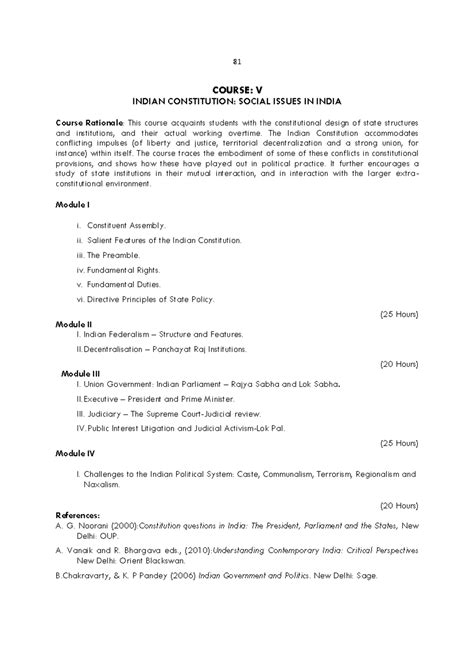 Politics Sem 4 Indian Constitution Social Issues IN India - 81 COURSE ...