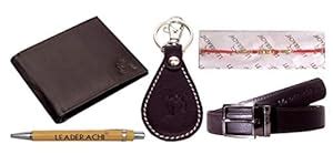 Buy Leaderachi Raksha Bandhan Combo - Dark Brown Full Grain Leather ...