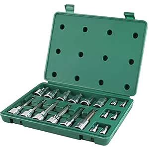 SATA 18-Piece Torx® Bit Socket Set, 1/4-Inch and 1/2-Inch Drive, with ...
