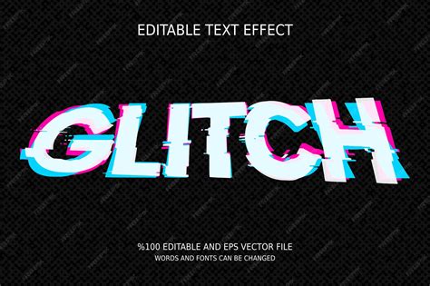 Editable glitch text effect | Premium Vector