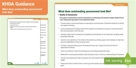 KHDA Guidance - What does outstanding assessment look like?