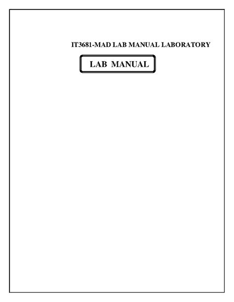 MAD LAB FOR IT (2) (1) - LAB MANUAL IT3681-MAD LAB MANUAL LABORATORY ...