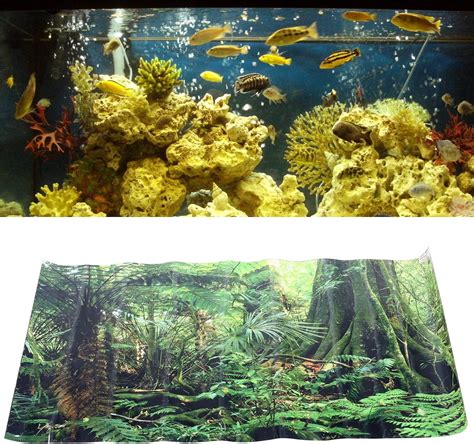 Buy Aquarium Background Fish Tank Decorations Pictures 3D Effect PVC ...