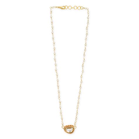 Ruby Raang Women's Long Pearl & Kundan Necklace