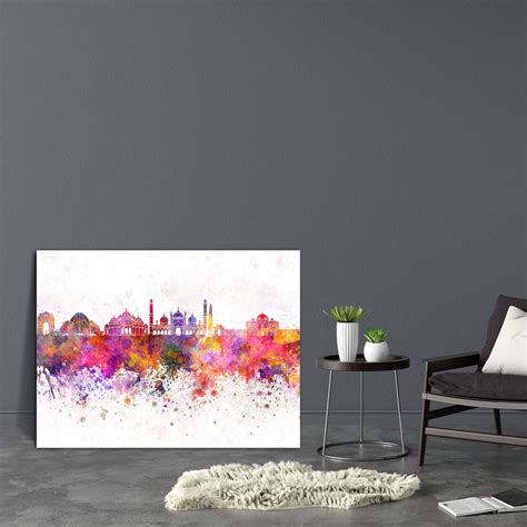 Delhi Skyline, India Canvas Painting Synthetic Frame – ArtzFolio.com