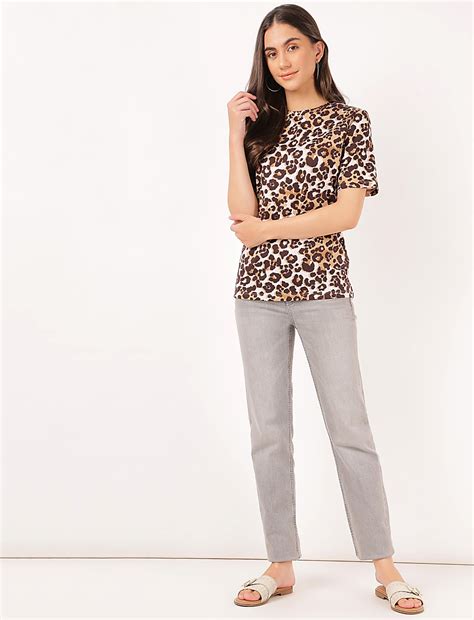 Buy Pure Cotton Animal Print Crew Neck T-shirt at Marks & Spencer