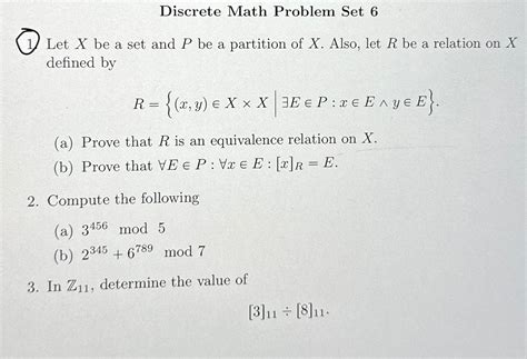 Solved Discrete Math Problem Set 6(1) ﻿Let x ﻿be a set and P | Chegg.com