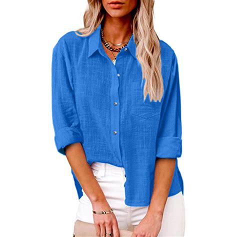 XDDLITP Boho Tops for Women Long Sleeve Button Down Tunic Shirts Plus ...