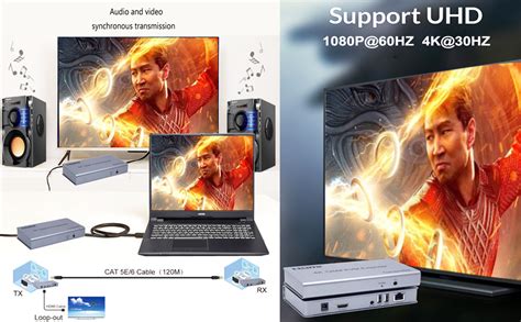 AMS 4K HDMI 120M KVM Extender USB Mouse/Keyboard Extension 120M by Cat ...