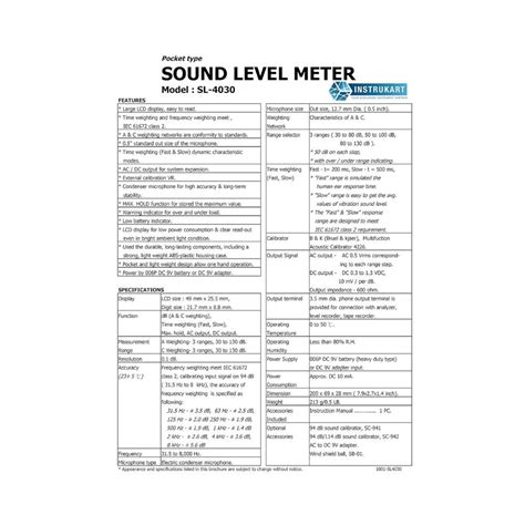 Lutron SL-4030 Digital Sound Level Meter 30-130 dB (IEC Class 2 ...