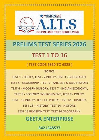 Buy Vision Ias Upsc Prelim Test Series 2026 Test 1to16 With Solutions ...
