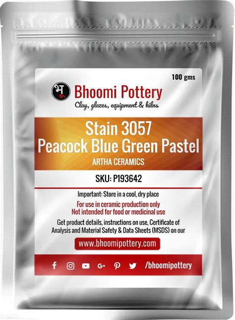 Buy Ceramic Stain 3057 Peacock Blue Green Pastel for Ceramic Studios ...