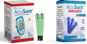 AccuSure 100 Round Lancet comes with Blue Meter 25 Glucometer Strips ...