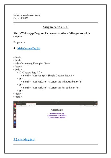 1806026 jsp a13 - JSP practical - Bsc (computer science) - SPPU - Studocu