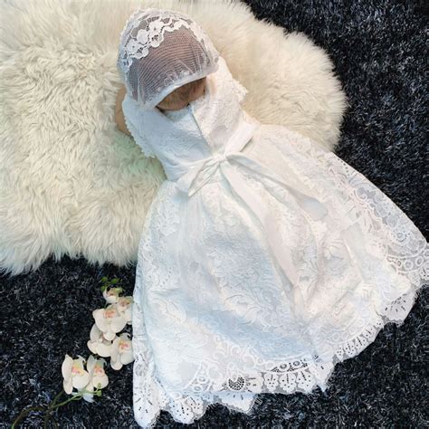 Cinderella - White Pink lace long Baptism gown with Bonnet – HOUSE OF ...