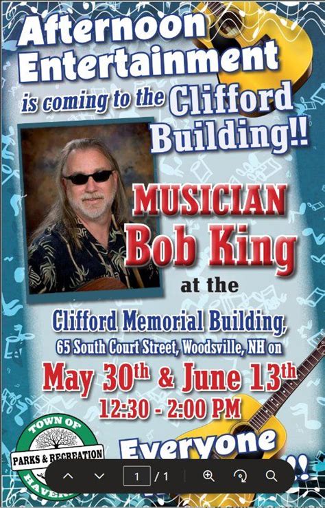 Afternoon music with Bob King (Bring your request list!), Robert E ...