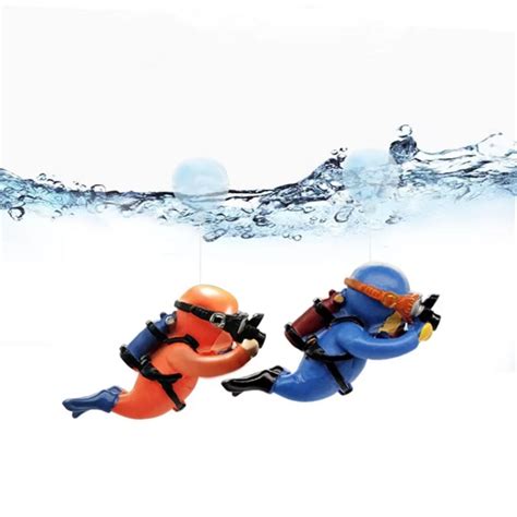 Buy 2 Pack Fish Tank Decorations Lovely Diver Ornament Floating Device ...