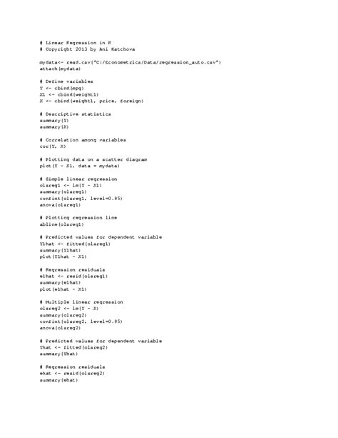 Linear Regression R Program and Output.pdf - Linear Regression in R ...