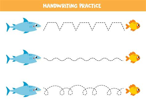 Tracing lines for kids. Cute shark and fish. 18995357 Vector Art at Vecteezy