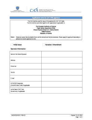 Application for GAT VFR approval Doc Template | pdfFiller