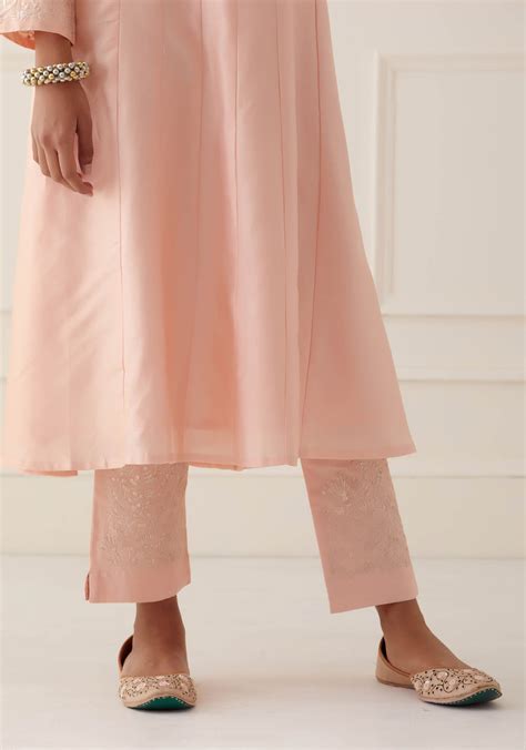PEACH YOKE KALI SET WITH DUPATTA- SET OF 3 – Imlee Jaipur