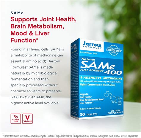 Buy Jarrow Formulas Same 400 mg - 30 Tablets - Highest Concentration of ...