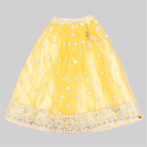 Buy Yellow Embroidered Girls Lehenga Choli – Mumkins