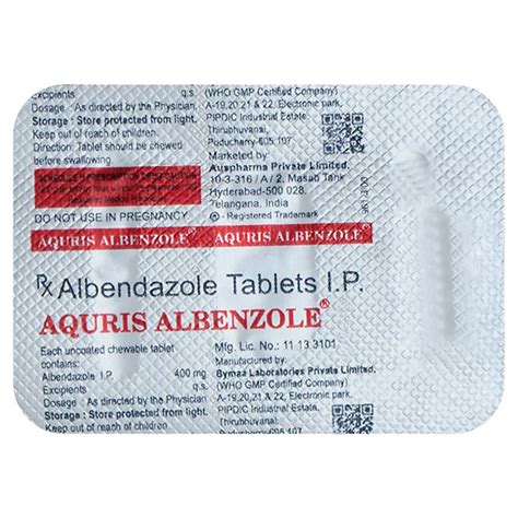 Buy Aquris Albenzole Tablet 1's online | Uses, Side Effects, Price and ...