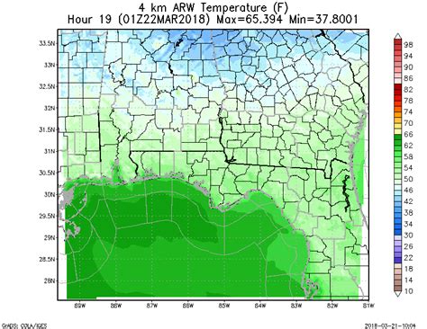 WRF ARW 4KM 2 Meter Temperature Loop