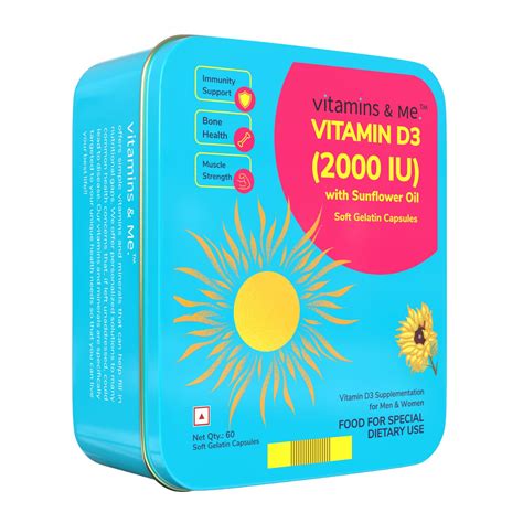 Vitamin D3 with Sunflower Oil by Vitamins & Me - Vitamin D3 Supplement ...