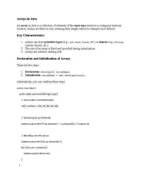 Arrays in Java - Arrays are fixed in size, meaning their length cannot ...