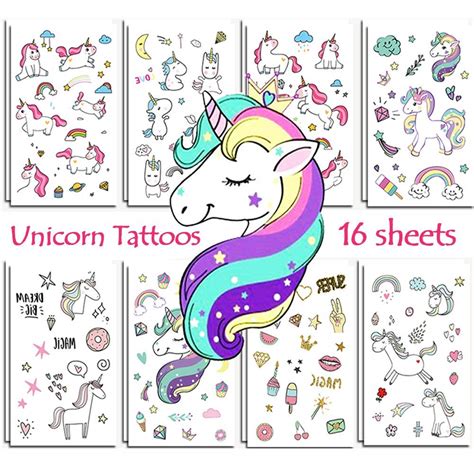 Buy Jatidne Unicorn Temporary Tattoos for Kids Birthday Party ...