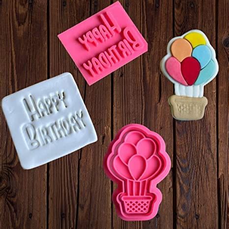 Buy Happy Birthday and Balloon Stamp | Fondant Pastry Biscuit Candy ...